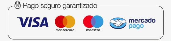 Pago seguro garantizado: Visa, Mastercard, Maestro y Mercado Pago